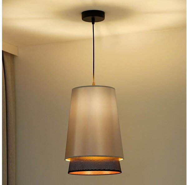 Duolla - Lustr na lanku BELL SHINY 1xE27/15W/230V pr. 25 cm stříbrná/černá