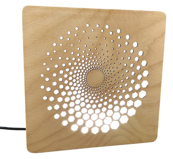AMADEA Dřevěná lampička s motivem spirály, velikost 20 cm, s LED osvětlením s trafem na 12V