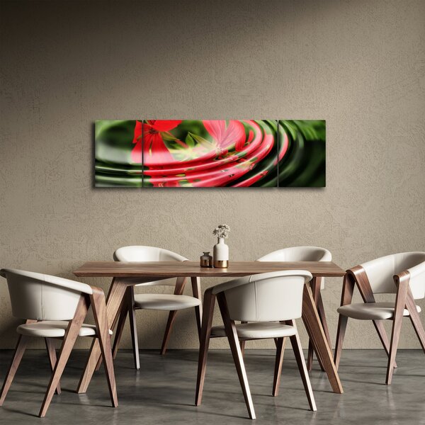 Abstraktní obraz - květy ve vlnách (170x50 cm)