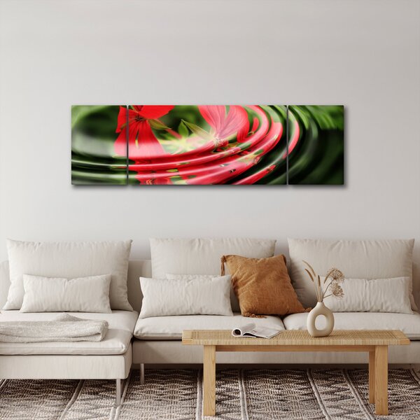 Abstraktní obraz - květy ve vlnách (170x50 cm)