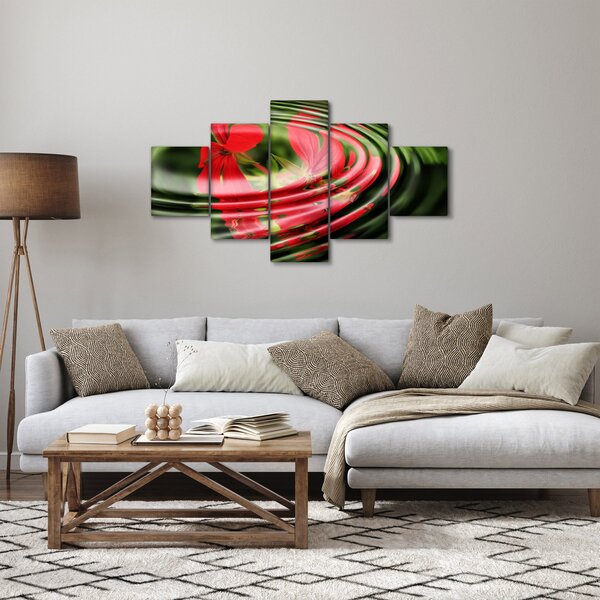 Abstraktní obraz - květy ve vlnách (125x70 cm)