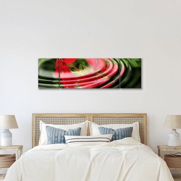 Abstraktní obraz - květy ve vlnách (170x50 cm)