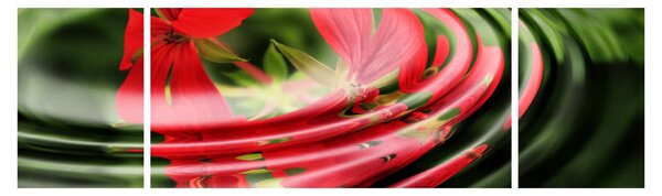 Abstraktní obraz - květy ve vlnách (170x50 cm)