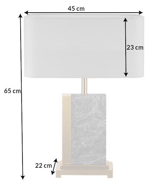 Stolní lampa Miracul v glamour stylu s podstavou z mramoru šedé barvy a kovu ve zlaté barvě 65 cm