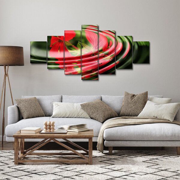 Abstraktní obraz - květy ve vlnách (210x100 cm)