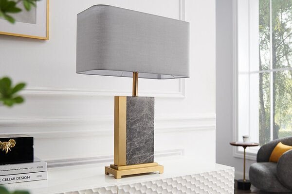 Stolní lampa Miracul v glamour stylu s podstavou z mramoru šedé barvy a kovu ve zlaté barvě 65 cm