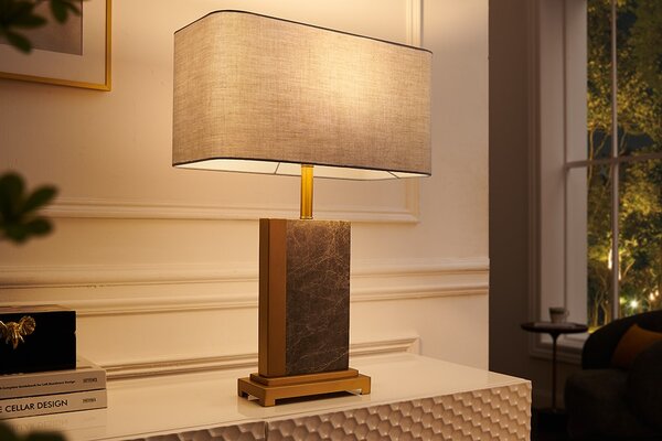 Stolní lampa Miracul v glamour stylu s podstavou z mramoru šedé barvy a kovu ve zlaté barvě 65 cm