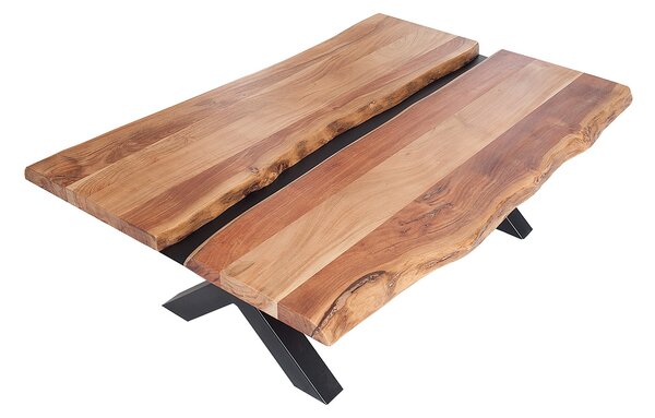 Designový konferenční stolek Amazonas z masivního akáciového dřeva s překříženými nožičkami 105cm