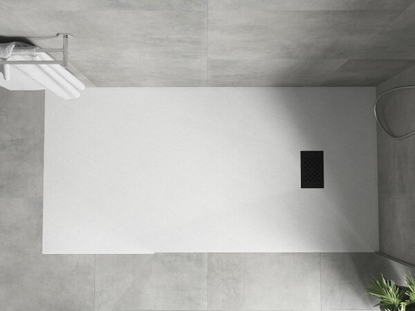 Mexen Hugo, obdélníková sprchová vanička SMC 170 x 80 cm, bílá, černá krytka, 42108017-B