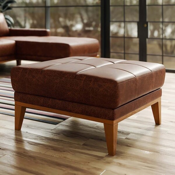 Šedá kožená podnožka MESONICA Musso Tufted