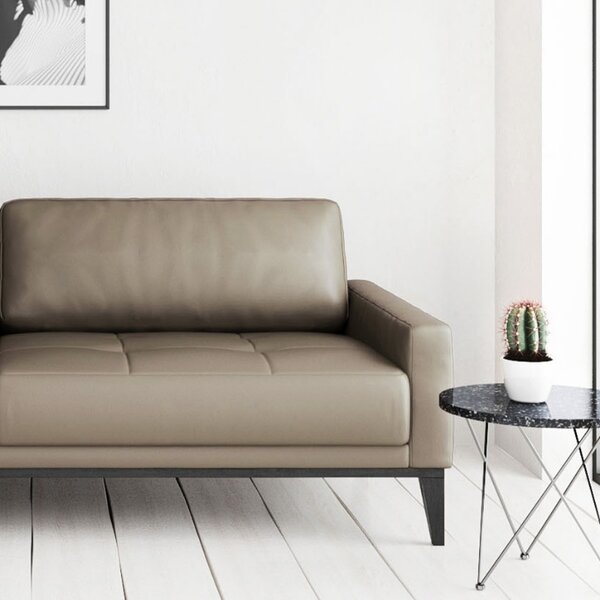 Šedá třímístná kožená pohovka MESONICA Musso Tufted 211 cm