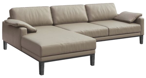 Šedá kožená rohová pohovka MESONICA Musso, levá, 248 cm