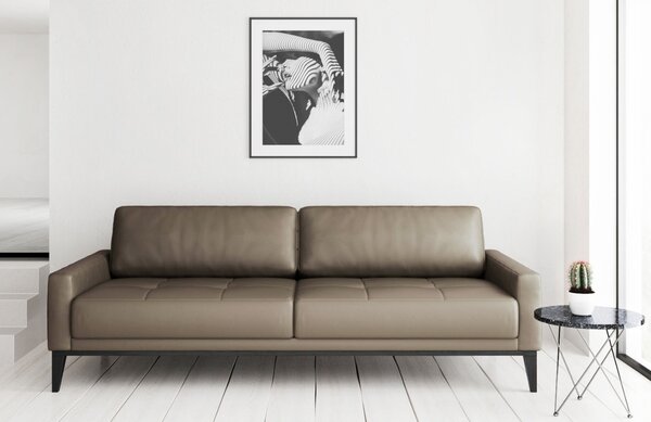 Šedá třímístná kožená pohovka MESONICA Musso Tufted 211 cm