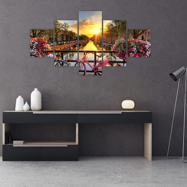 Obraz - Východ slunce v Amsterdamu (125x70 cm)