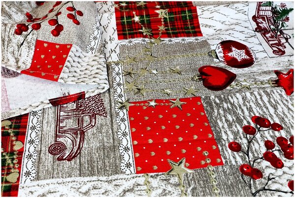 Dekorační látka bavlna Merry Christmas Barva Vícebarevná Rozměry Vzorek (10x10 cm +/-1 cm)