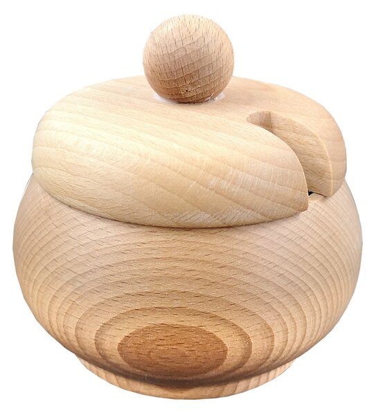 AMADEA Dřevěná cukřenka s pokličkou, masivní dřevo, 10 cm