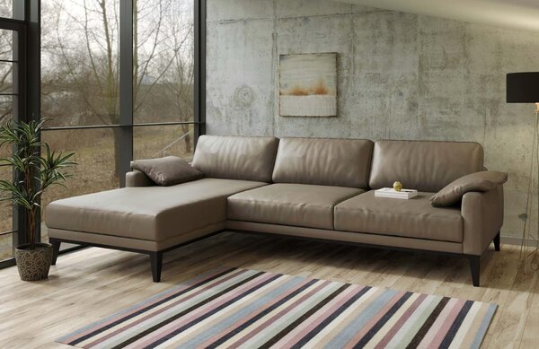 Šedá kožená rohová pohovka MESONICA Musso Tufted, levá, 248 cm