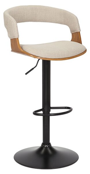 Designová retro otočná barová židle Norwich se světlým béžovým čalouněním a výškově nastavitelnou nohou 58 cm