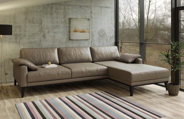 Šedá kožená rohová pohovka MESONICA Musso Tufted, pravá, 248 cm