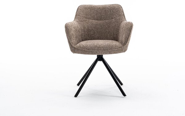 Moderně otočné křeslo Kristal Sand II s champagne béžovou potahovou laťkou a černými kovovými nožičkami 80cm