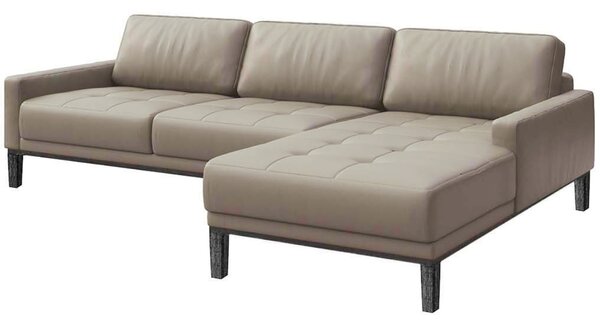 Šedá kožená rohová pohovka MESONICA Musso Tufted, pravá, 248 cm