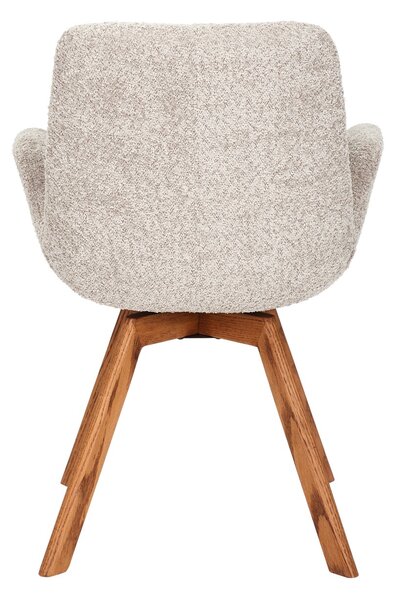 Designová moderní otočná židle Gothenborg se světlým béžový buklé čalouněním as opěrkami na ruce 61 cm