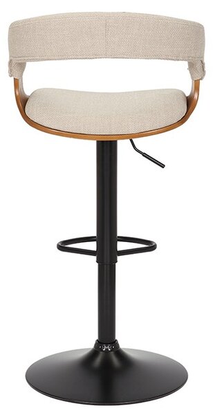 Designová retro otočná barová židle Norwich se světlým béžovým čalouněním a výškově nastavitelnou nohou 58 cm