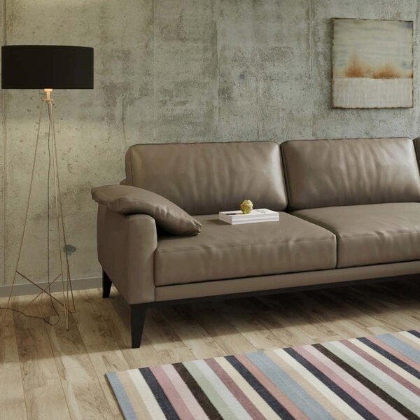 Šedá kožená rohová pohovka MESONICA Musso Tufted, pravá, 248 cm