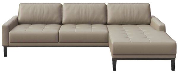 Šedá kožená rohová pohovka MESONICA Musso Tufted, pravá, 248 cm