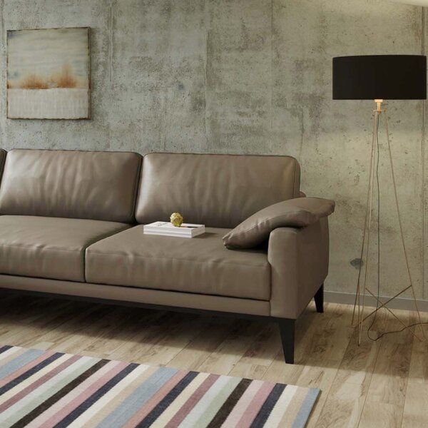 Šedá kožená rohová pohovka MESONICA Musso Tufted, levá, 248 cm