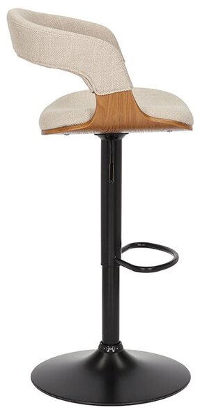 Designová retro otočná barová židle Norwich se světlým béžovým čalouněním a výškově nastavitelnou nohou 58 cm