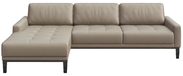 Šedá kožená rohová pohovka MESONICA Musso Tufted, levá, 248 cm