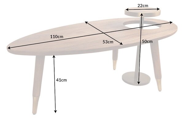 Luxusní art deco stolek z kolekce Gatsby ve světle hnědé barvě se zlatým lemováním 110 cm