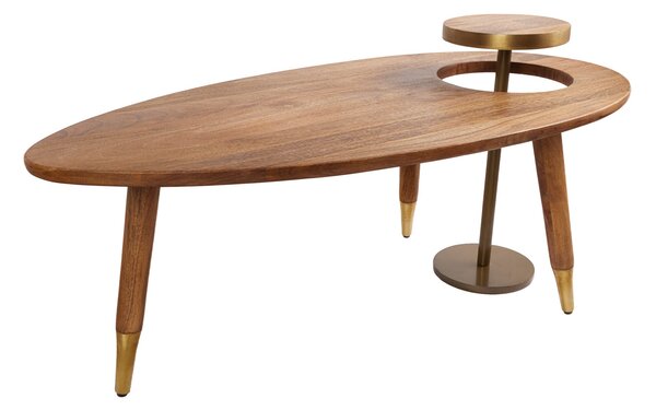 Luxusní art deco stolek z kolekce Gatsby ve světle hnědé barvě se zlatým lemováním 110 cm