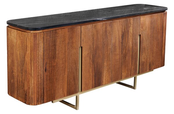 Art deco luxusní příborník Gatsby s mramorovým designem z mramoru v černé barvě z mangového dřeva 160cm
