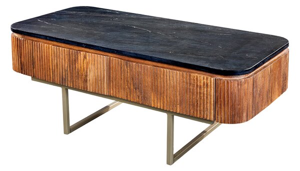 Designový art deco konferenční stolek z mangového dřeva z kolekce Gatsby s mramorovým designem 110 cm