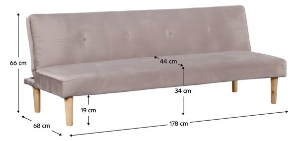 KONDELA Pohovka rozkládací, hnědošedá Taupe Velvet látka/dub, ALIDA