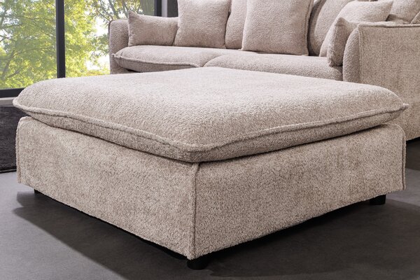 Designový čtvercový čalouněný taburet Heaven s béžovým čalouněním 100 cm