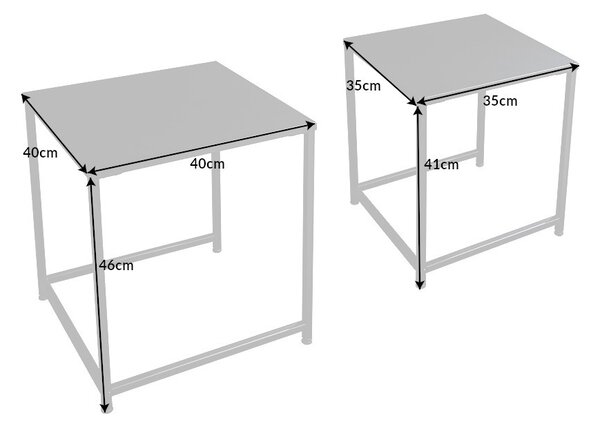 Industriální set dvou černých čtvercových konferenčních stolků Industria Durante 46 cm