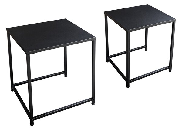 Industriální set dvou černých čtvercových konferenčních stolků Industria Durante 46 cm