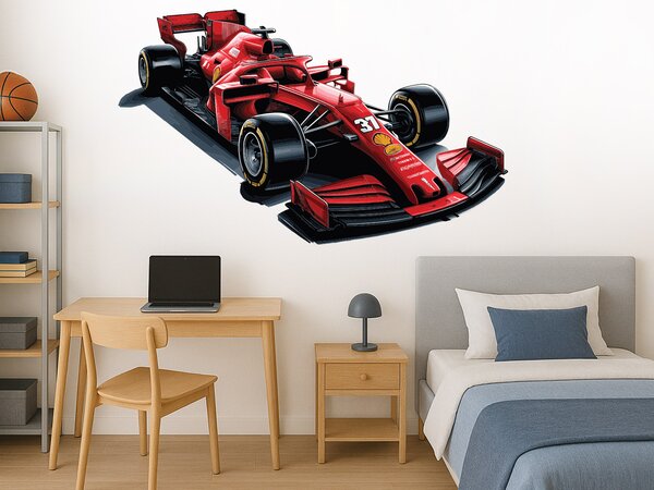 Červená formule F1 textilní přelepitelná samolepka na zeď arch 45 x 27 cm