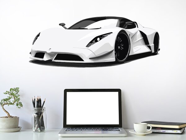 Sportovní auto textilní přelepitelná samolepka na zeď 47 x 19 cm