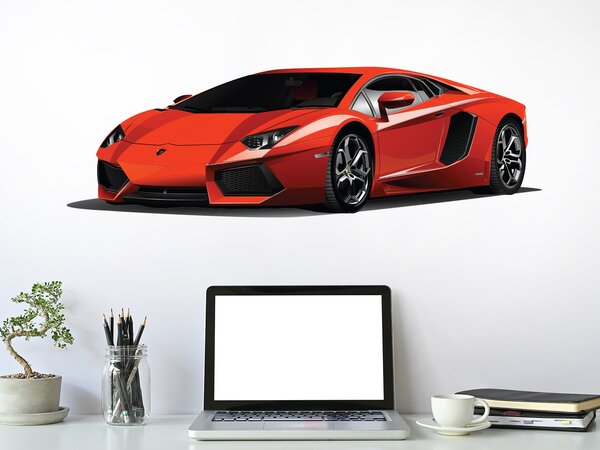 Lamborghini Aventador textilní přelepitelná samolepka na zeď 50 x 16 cm
