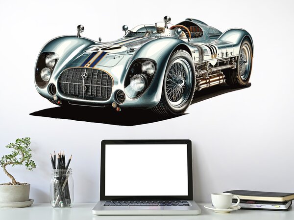 Auto veterán sporťák textilní přelepitelná samolepka na zeď arch 45 x 22 cm