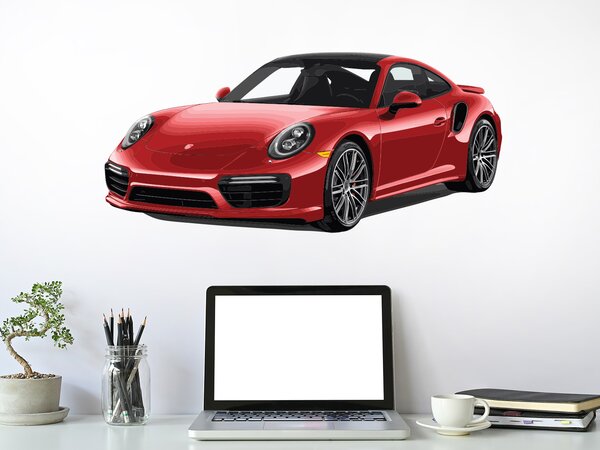 Porsche 911 textilní přelepitelná samolepka na zeď 47 x 22 cm