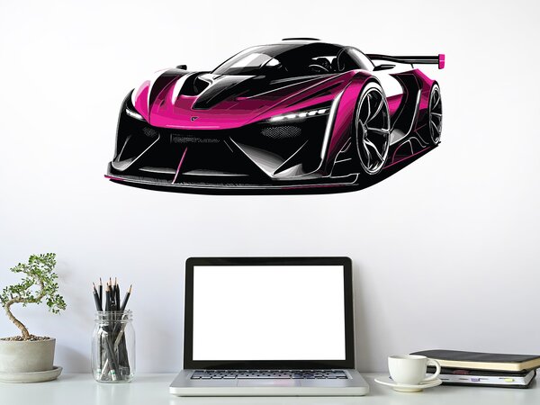Růžový sporťák textilní přelepitelná samolepka na zeď arch 47 x 22 cm