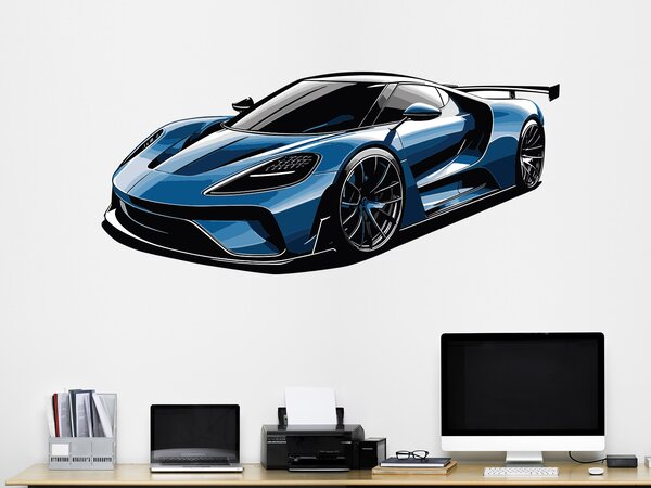 Modrý supersport textilní přelepitelná samolepka na zeď arch 47 x 21 cm