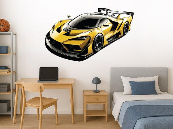 Žlutý supersport textilní přelepitelná samolepka na zeď arch 47 x 28 cm