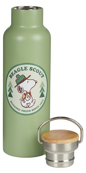 PEANUTS Láhev nerezová skaut 650 ml - zelená