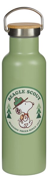 PEANUTS Láhev nerezová skaut 650 ml - zelená